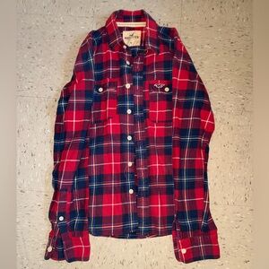 Hollister Red and Blue Plaid Shirt NEW Condition SIZE M men’s button up outfit